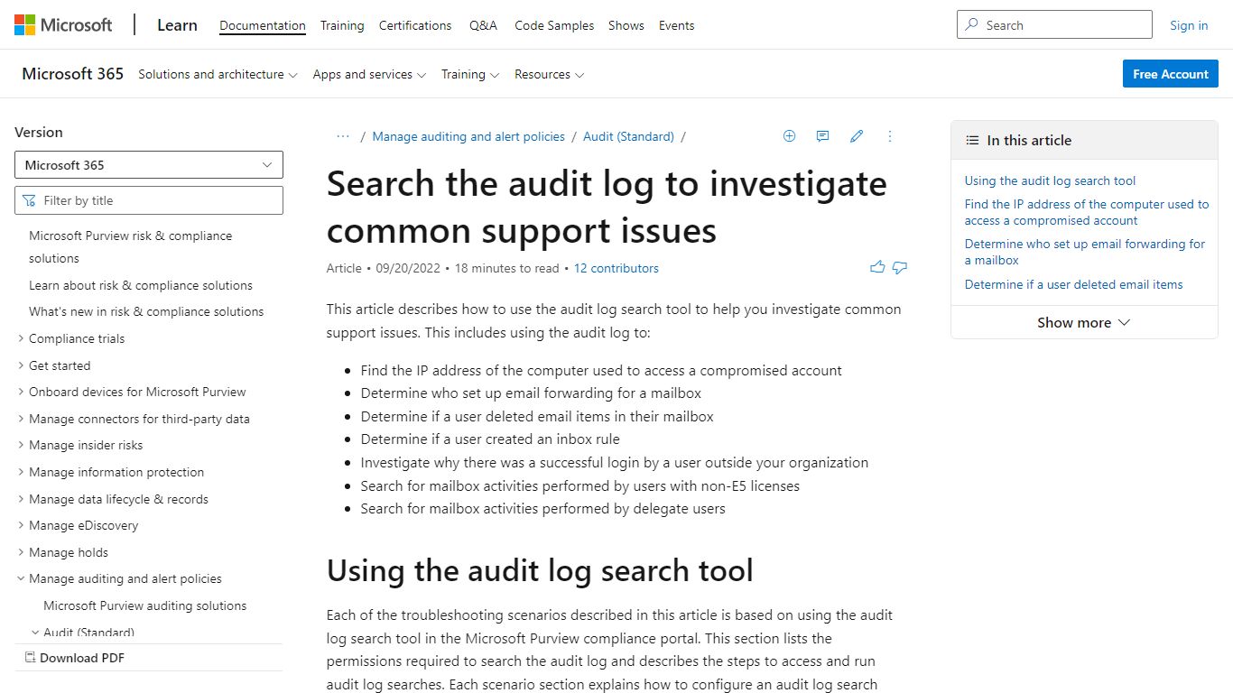 Search the audit log to troubleshoot common scenarios - Microsoft ...